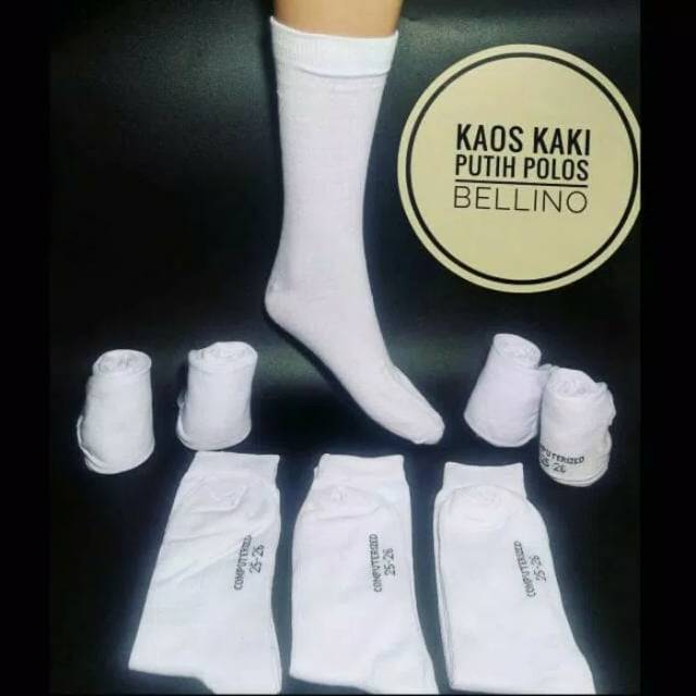 Kaos Kaki Putih Polos Panjang Sebetis / Kaos Kaki Sekolah Polos Unisex / Kaos Kaki SMU Murah