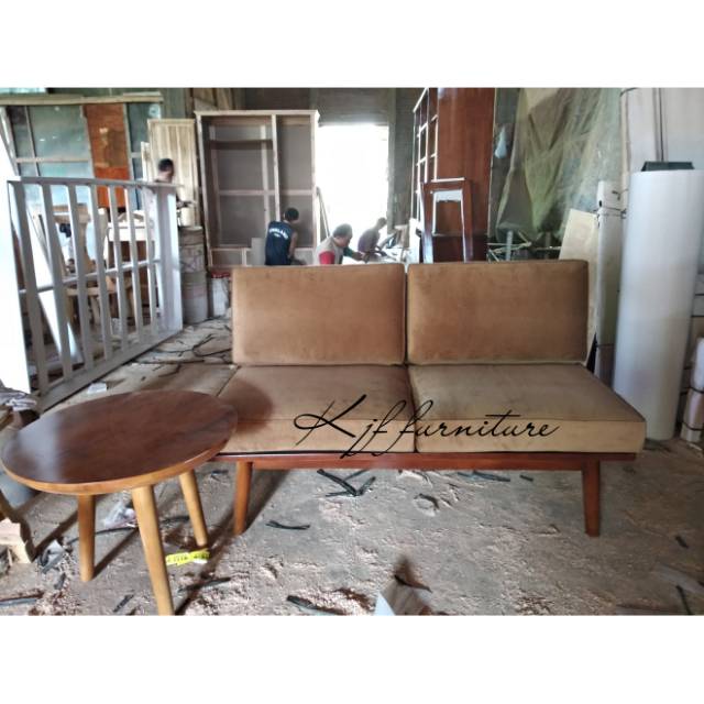 Sofa retro minimalis sofa vintage set meja bulat