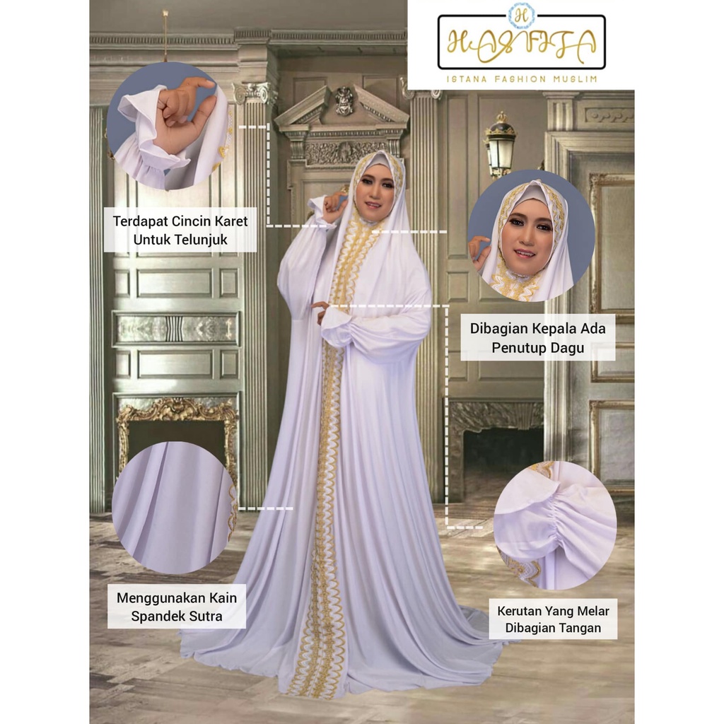 Mukena Blus Polos Dewasa Terbaru I Mukenah Langsungan Putih EE14