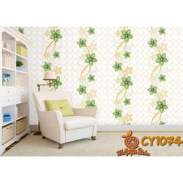 750gr# Wallpaper dinding terbaru CY1074 / wallpaper dinding bunga hijau / wallpaper bunga melati