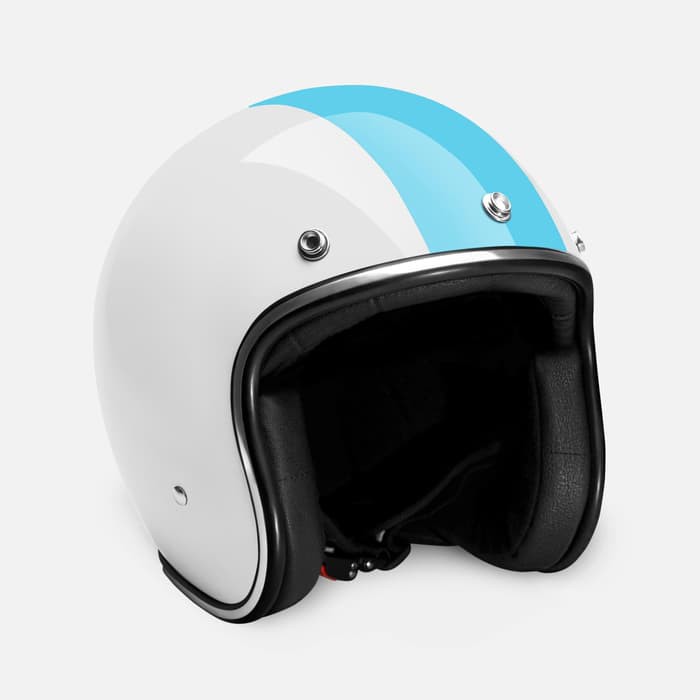 HELM RETRO ZULU VIPER WHITE BLUE CHROME