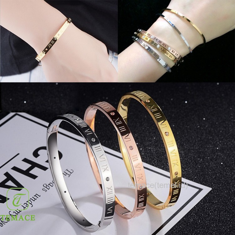 Perhiasan Gelang Wanita Fashion Ctr Diamond Titanium