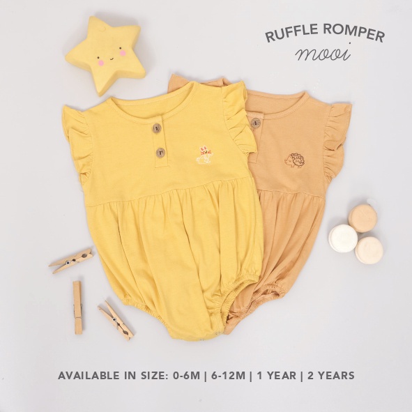 Baju Bayi Jumper Anak Perempuan Mooi Ruffle Romper Baby Newborn 0 6 Bulan 1-2 Tahun