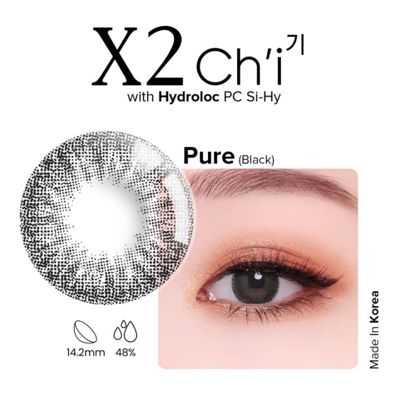 softlens warna Black Hitam Silicone Hydrogel X2 Chi (Pure)