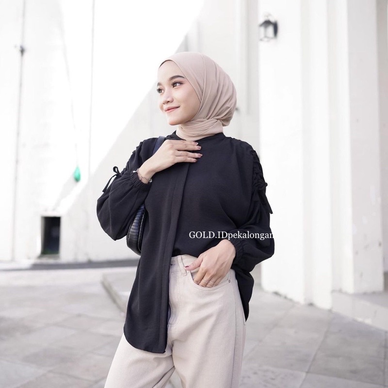 SANI TOP BLOUSE CRINCLE // BLOUSE TALI SERUT// BLOUSE SERUT TANGAN// KEMEJA SERUT CRINKLE AIRFLOW// HELWA SHIRT KEMEJA SERUT CRINKLE AIRFLOW// ATASAN WANITA LENGAN PANJANG// MISTY BLOUSE SERUT