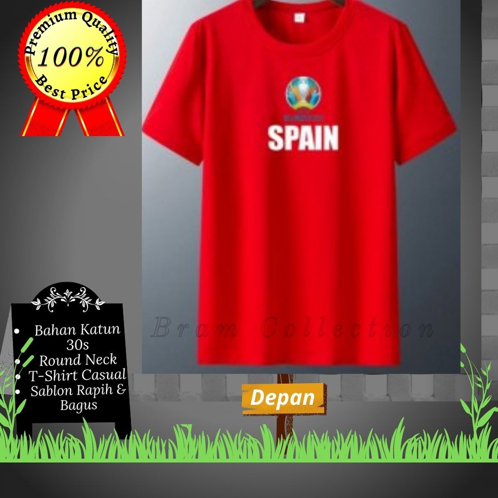 Kaos Baju Pakaian Distro  EURO 2021 SPAIN/SPANYOL T-Shirt Bola Jersey Pria/Wanita