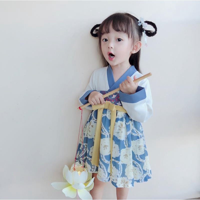 Modern Dress Anak Perempuan Hanbok Korean Gaun Dres Lengan Panjang Japanese Chine Asian Style