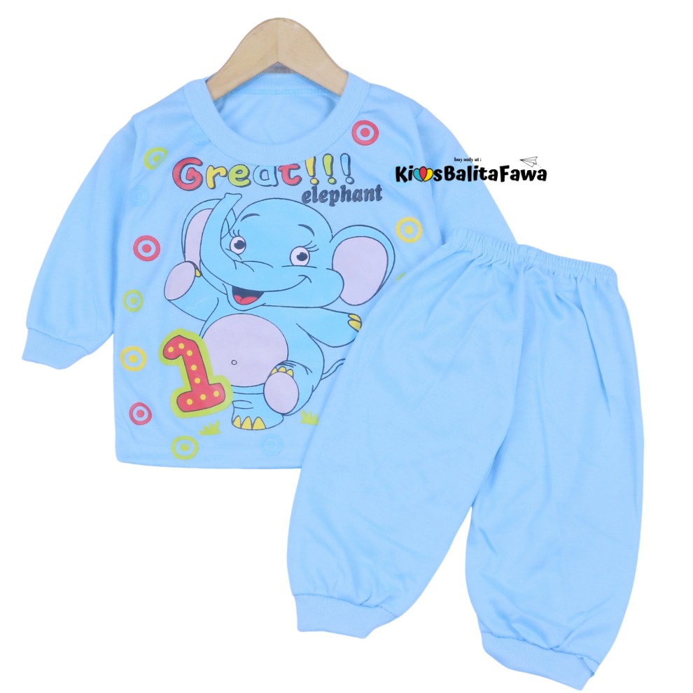 Piyama Kaos Kartun Uk Bayi - 3 Tahun / Celana Panjang Anak Laki Perempuan Baju Tidur Setelan