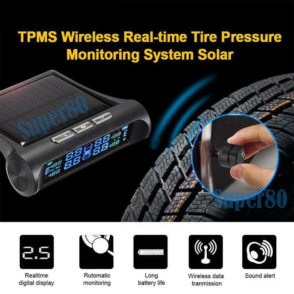 Monitor Tekanan Angin Udara Ban Mobil Digital Wireless Tire Pressure System TPMS