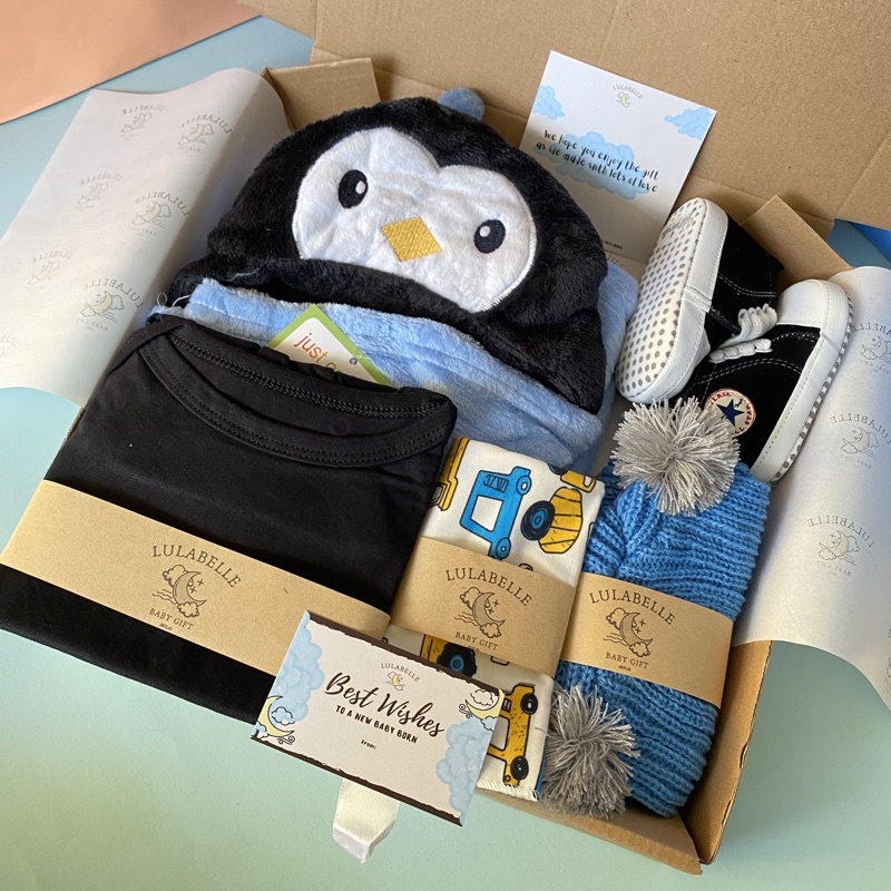 HAMPERS BAYI | KADO LAHIRAN BAYI / NEWBORN GIFT / HAMPERS BABY-PINGUIN BLUE