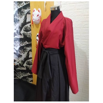 YUKATA HAKAMA MERAH HITAM JAPAN DRILL KIMONO COSTUM COSPLAY SIZE BISA REQUEST