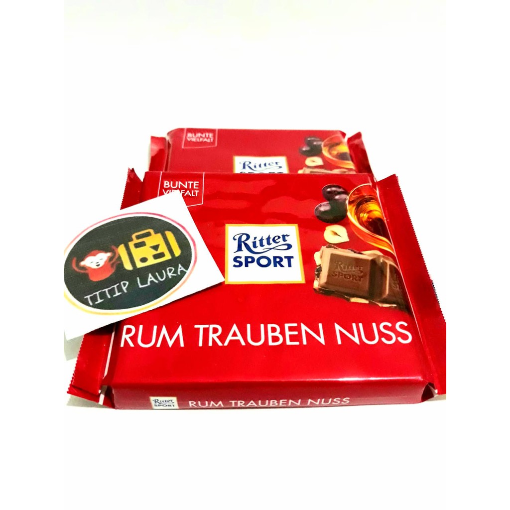 Coklat Ritter Sport Rum Raisins Hazelnut 100gr Ori Jerman
