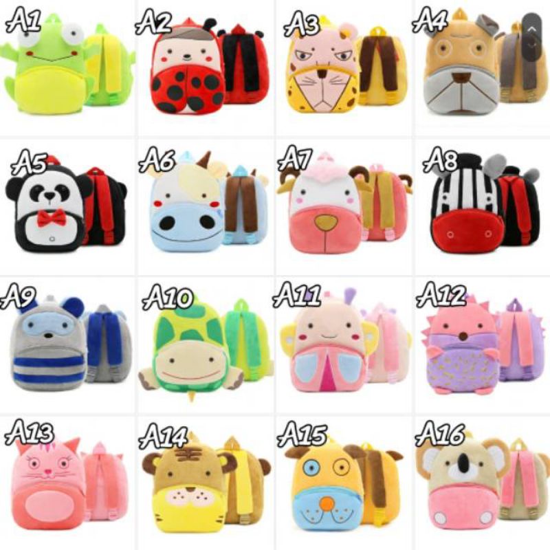 New Kids - Tas Ransel Anak TK / Paud Karakter Binatang Animal Bahan Boneka