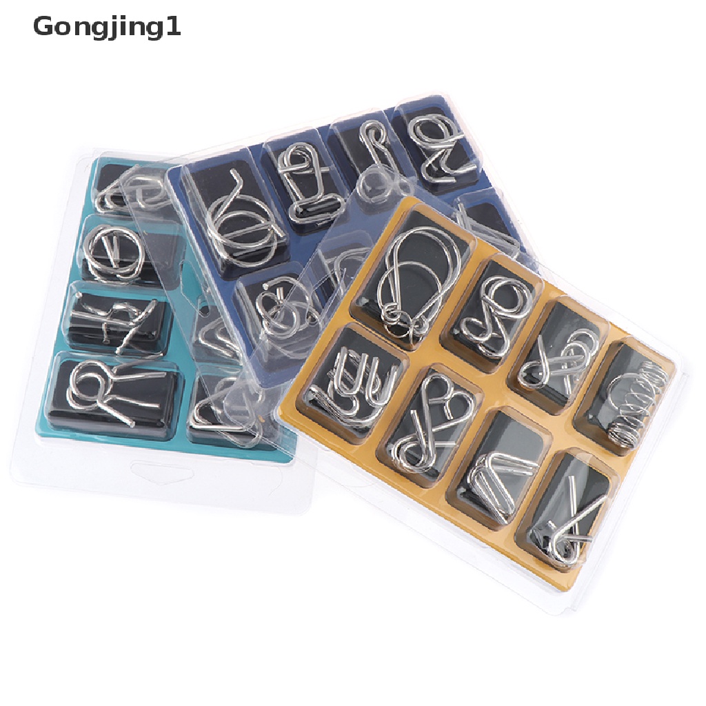 Gongjing1 8pcs / Set Mainan Puzzle Kawat Metal Untuk Asah Otak / IQ