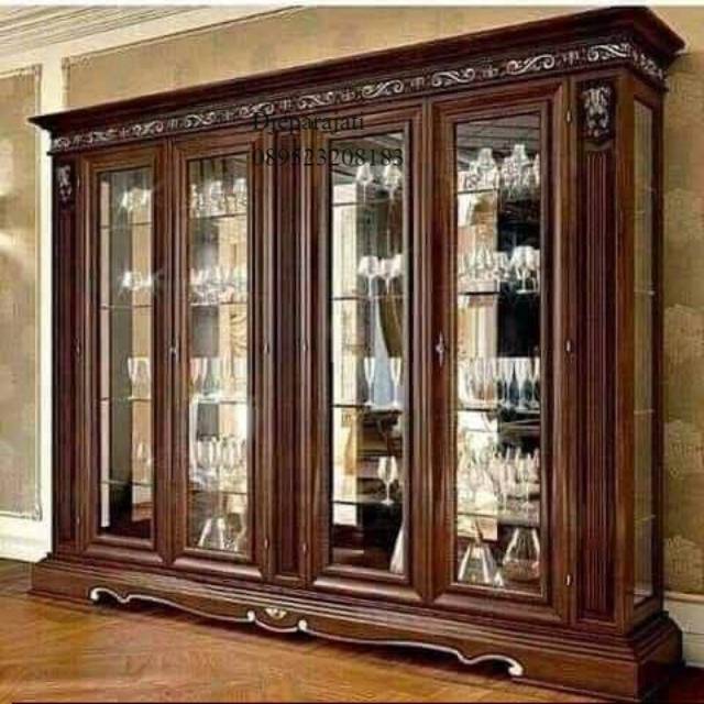 Lemari Pajangan Minimalis Ukir Jati   #Lemari hias, Lemari antik, Lemari mewah, Lemari kaca, Almari