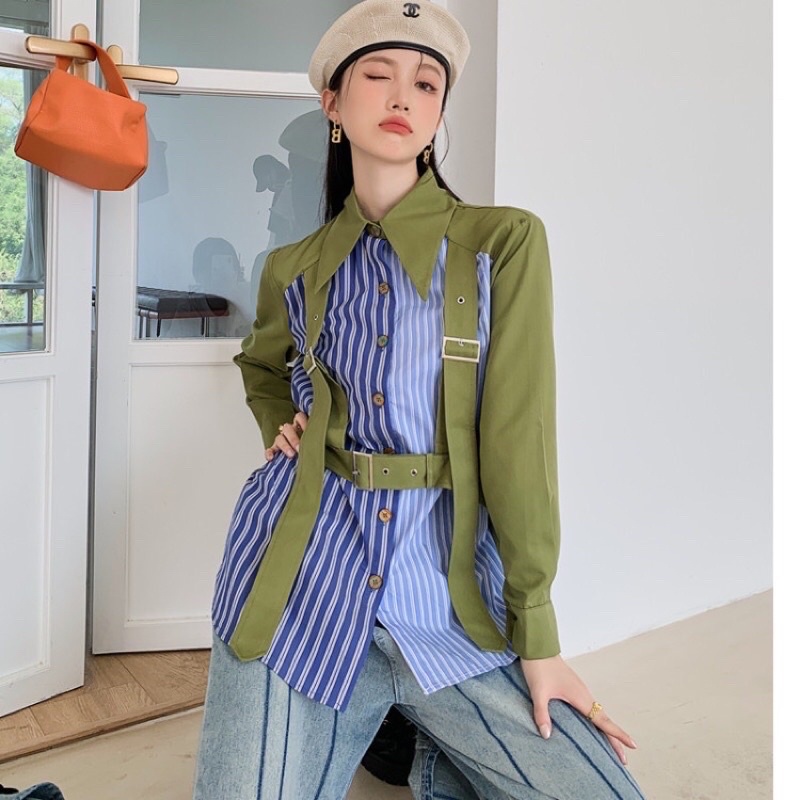 Kemeja zara green hijau import bkk // Baju Atasan Kemeja Wanita Zara Korean Style Katun Import Premi