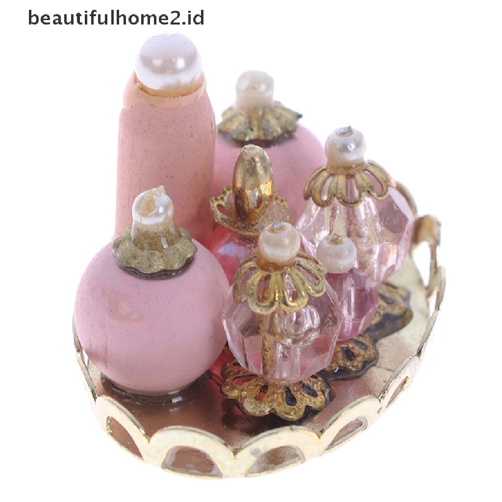 (beautifulhome2.id) Miniatur Parfum Warna Pink Untuk Dekorasi Kamar Tidur / Mandi Rumah Boneka 1: 12