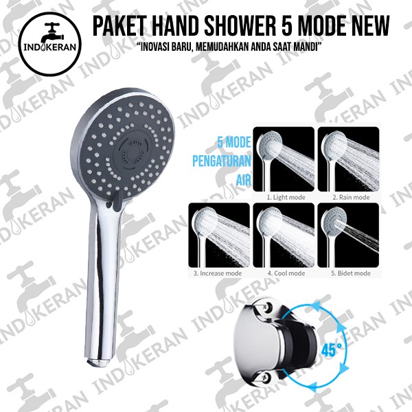 INDOKERAN - Paket Hand Shower Mandi 5 Mode New - High Quality