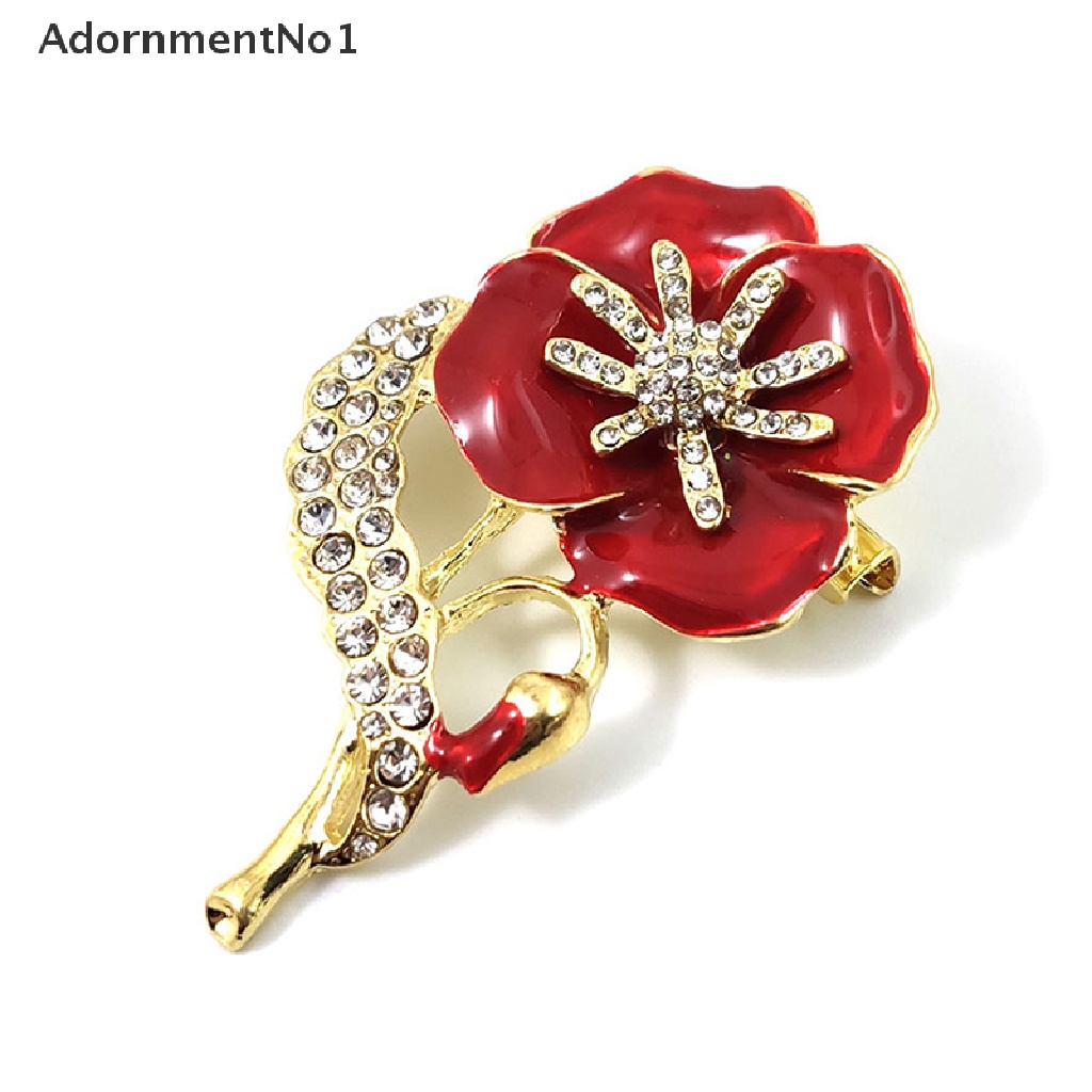 (AdornmentNo1) Bros Pin Enamel Desain Bunga Anyelir Merah + Emas