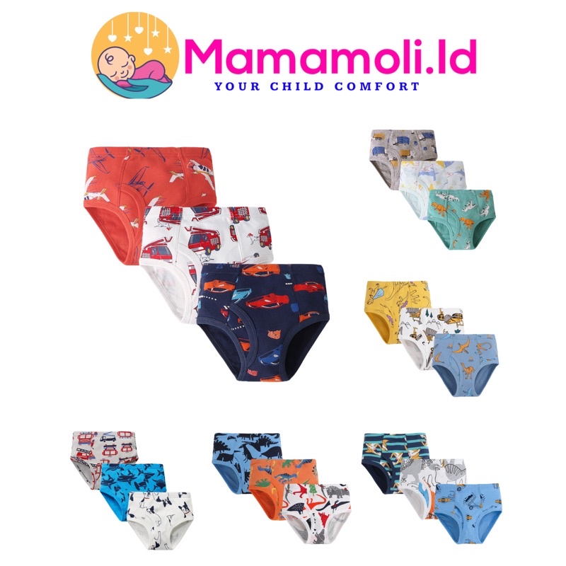 Celana Dalam Anak Laki Laki  set isi 3 pcs/ CD Anak Laki Laki / Boy Underwear / Kids Underwear / Celana Dalam Katun Anak Laki Laki / Celana Dalam Segitiga Anak Laki Laki / Sempak Kolor Kancut Anak laki Laki