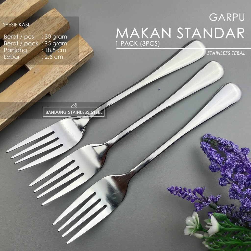 3 pcs sendok garpu makan besar standar stainless tebal hotel spoon fork