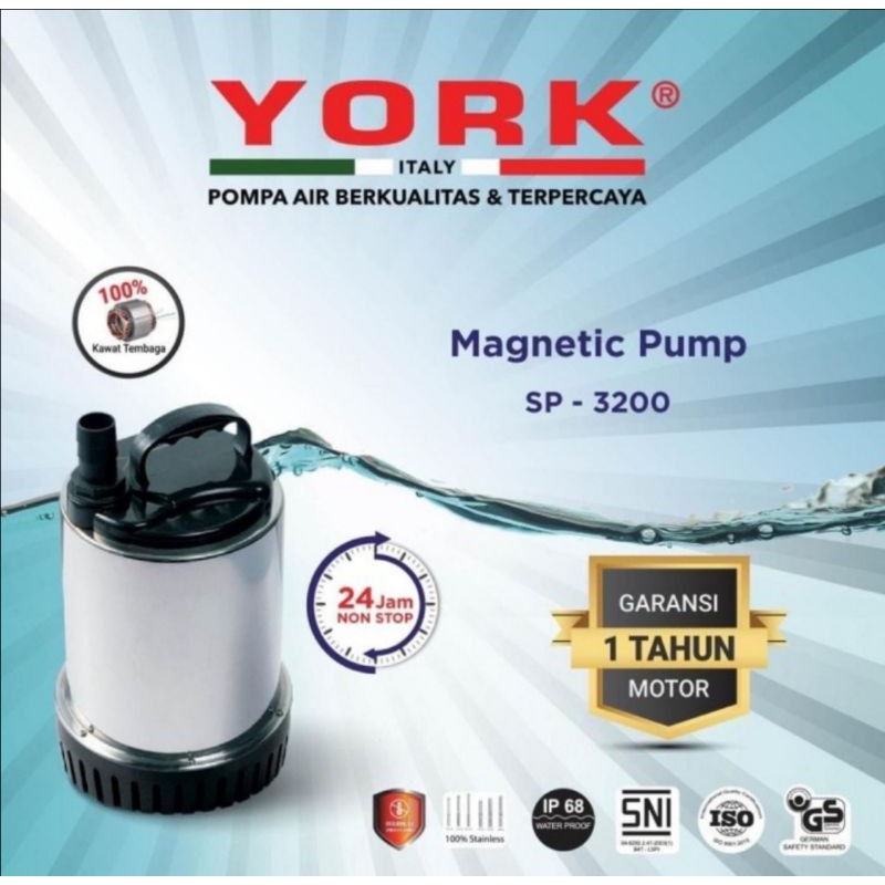 York SP-3200 Magnetic Pump Submersible Pompa Celup Kuras Tandon Kolam