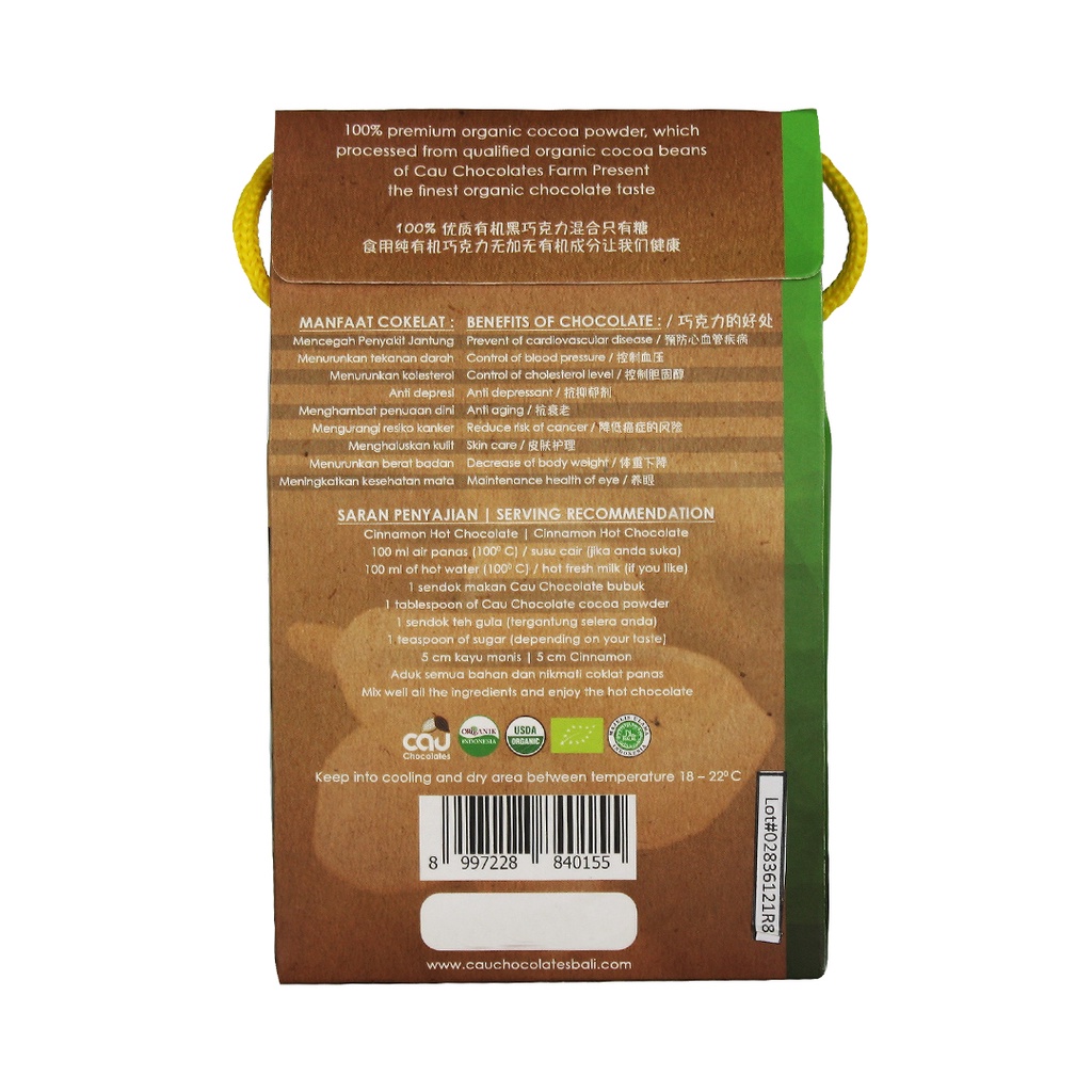 CAU CHOCOLATES - Cacao Powder Organic / Bubuk Coklat Organik 100 gr