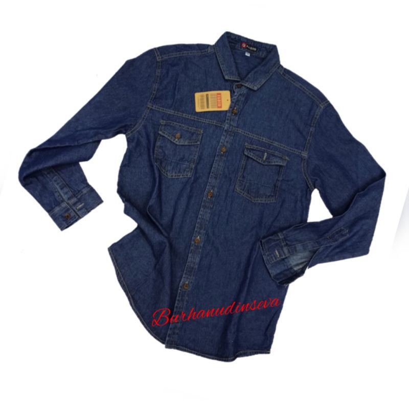 Kemeja Jeans Panjang Denim Pria Kemeja Denim Lengan Panjang Soft Jeans Distro Casual Pantai Tomiko