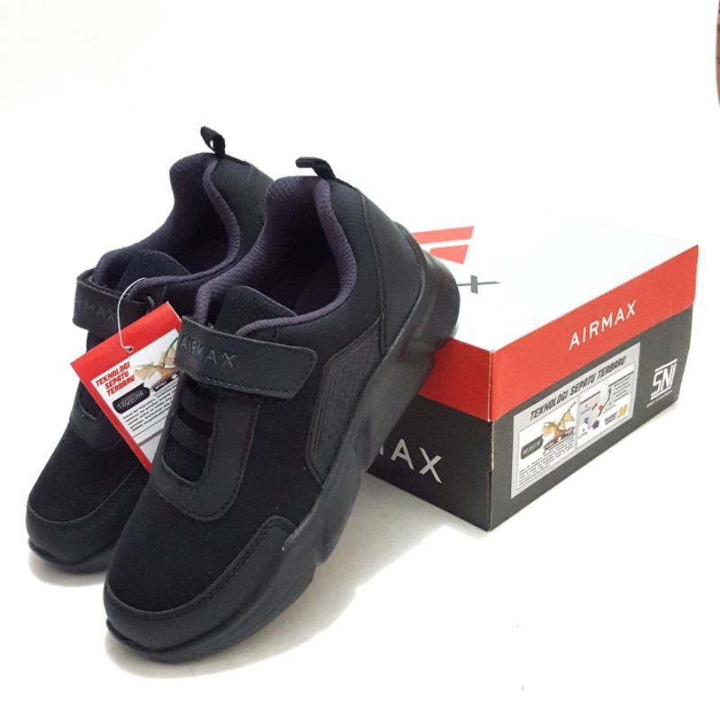 SEPATU SEKOLAH ANAK UNISEX AIRMAX GRAYSON TERMURAH FULLBLACK SEPATU KEREN