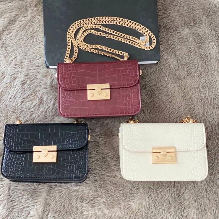 BISA  TAS SELEMPANG WANITA CROCO IMPORT/Tas Wanita CK Croco - Effect Boxy  ..