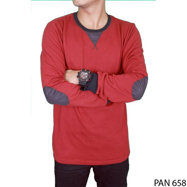 Casual Outfit Long Sleeve Male Tshirts Katun Merah – PAN 658