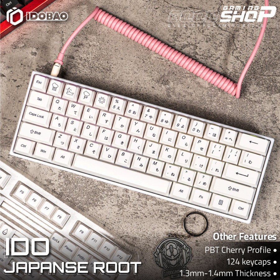 IDOBAO CHERRY PROFILE FULL WHITE JAPANESE CHARACTER KEYCAP SET 124 KEY