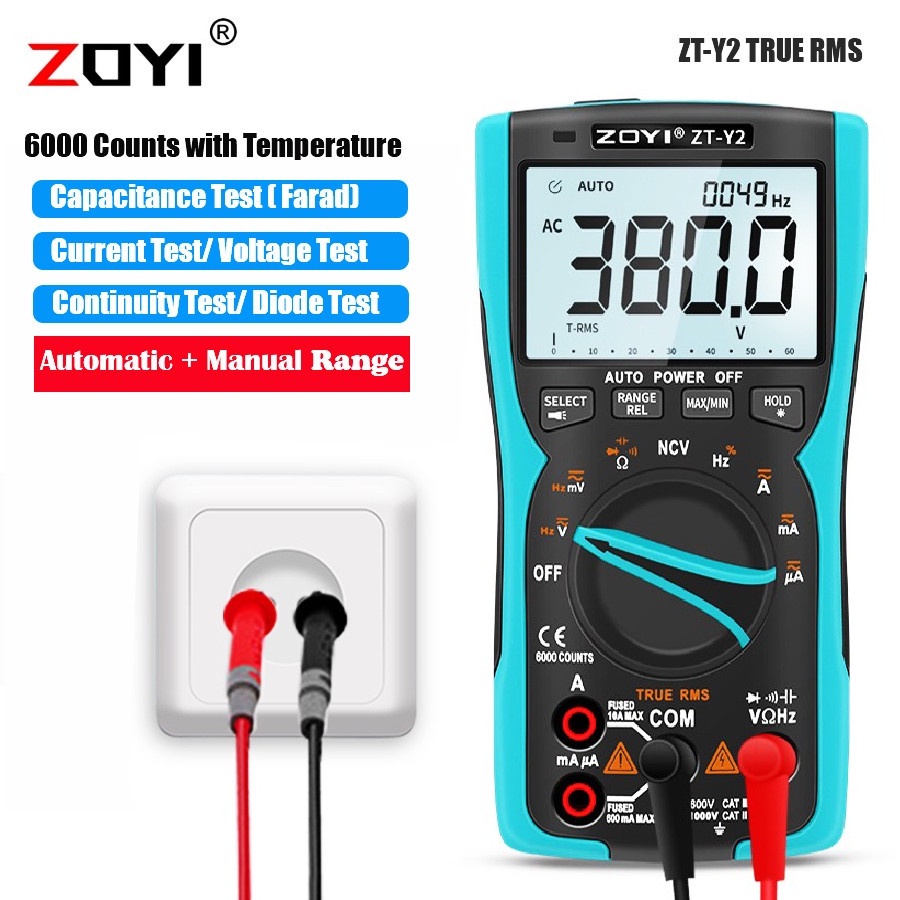 ZOYI ZT-Y2 True RMS Multimeter Digital Auto / Manual Range Capasistor