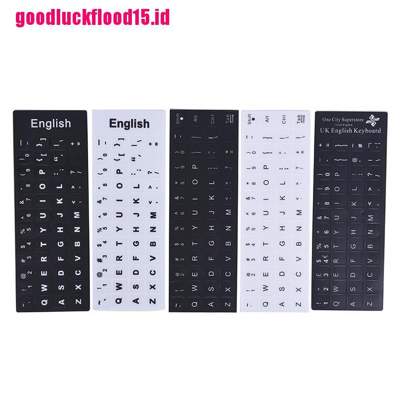 {LUCKID}English Keyboard Replacement Stickers White on Black Any PC Computer Laptop