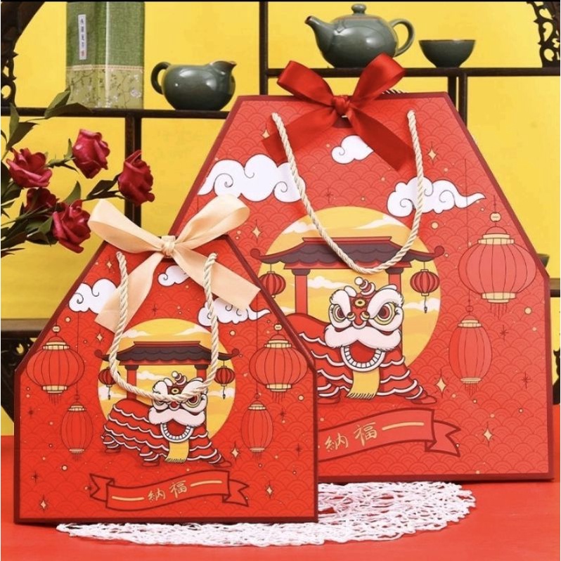Paper Bag Merah Imlek Barongsai Hampers CNY Sincia  / Kantong Kue