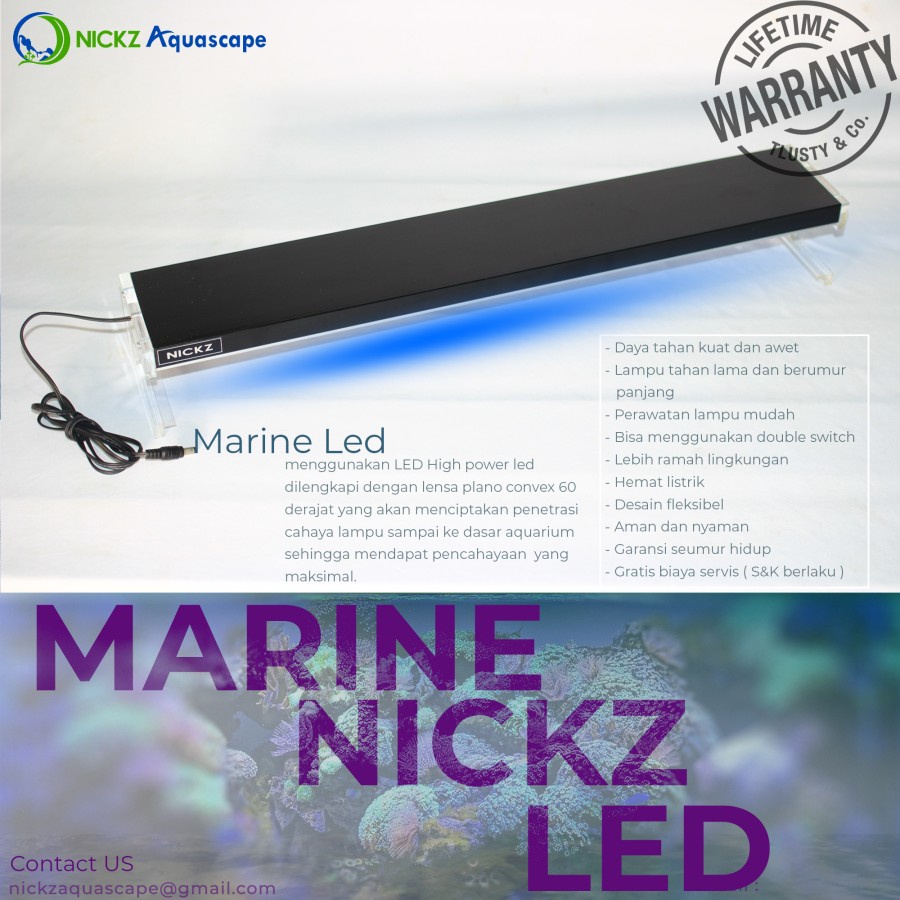 Lampu Aquarium Marine / LED custom aquarium laut 90-100cm