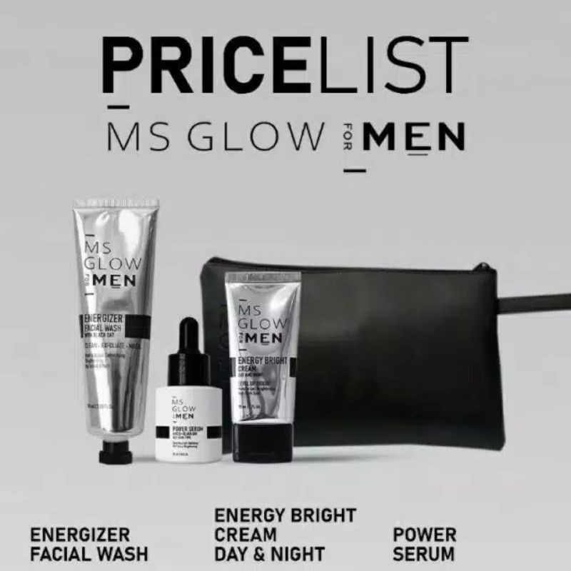 PAKET MS GLOW For Men | Ecer Energy Bright Cream | Krim Men | Energizer Facial Wash Sabun | Power Serum MSGlow Man Isi 3 | Paket MS Glow Men isi 4 | Sunscreen Spray MS glow Men Terbaru Termurah Original COD