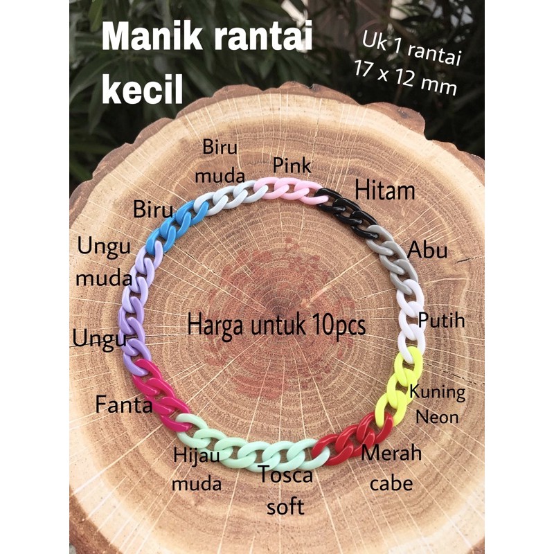 10gr. Manik rantai acrylic clear KECIL warna warni plastik