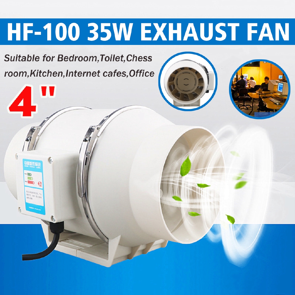 Newhf 100 35w 4 Inline Duct Fan Hydroponic Extractor Fan Vent Exhaust Air Blower Shopee Indonesia