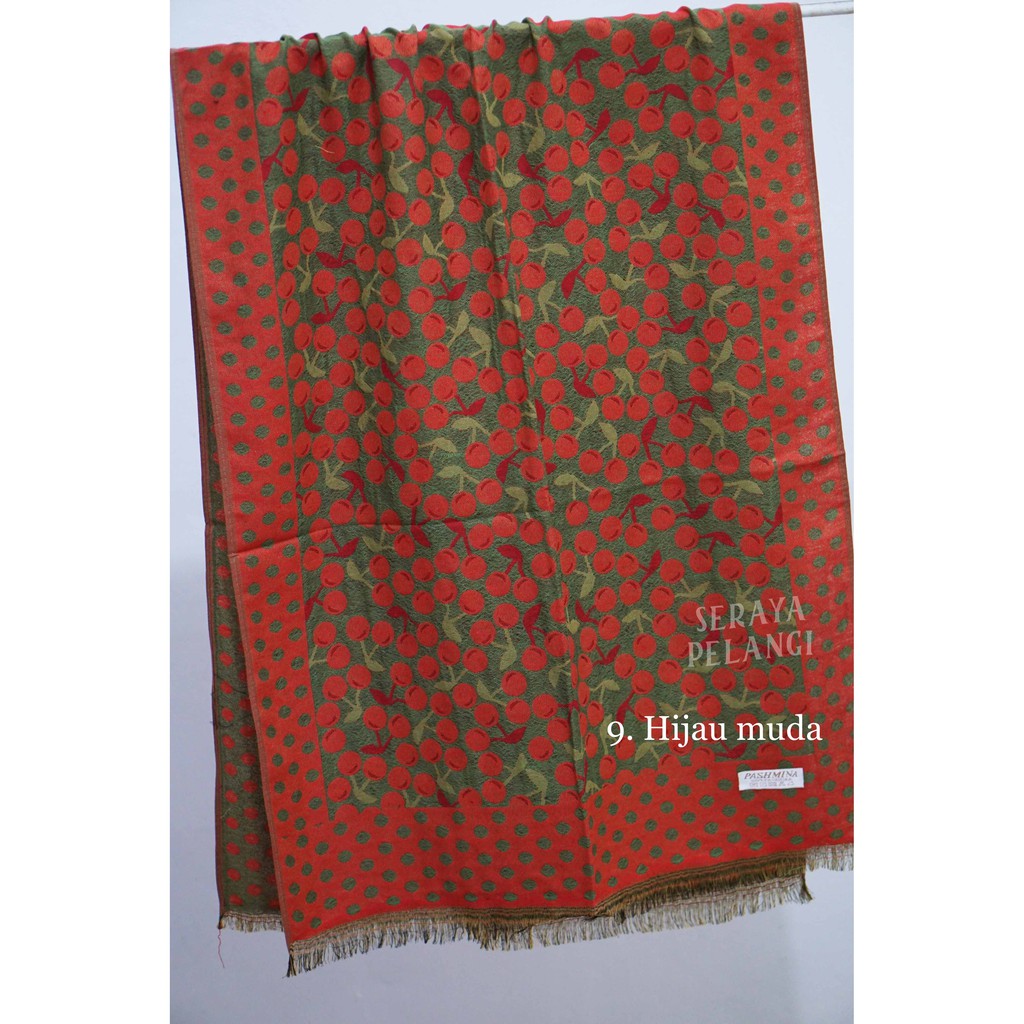 Pashmina Cashmere Motif Cherry | Selendang | Scarf | Syal | Shawl | Pasmina Kashmir