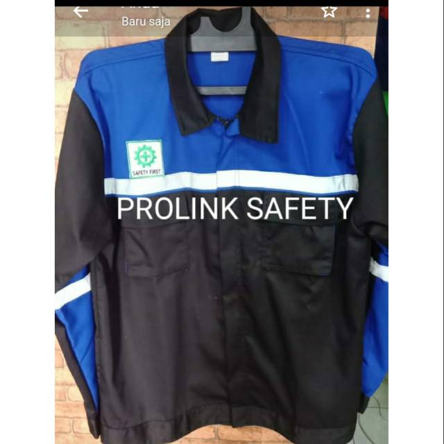 SERAGAM SAFETY HITAM BIRU RESLETING