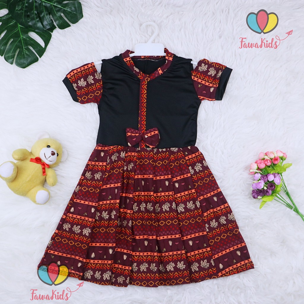 (Rample) Dress Sabrina uk 4-5 Tahun / Dres Anak Perempuan Baju Cewek Lengan Pendek Harian Gaun Motif