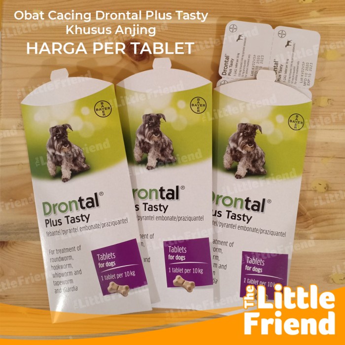 Obat Cacing Anjing Drontal Plus Tasty Dog Tablet Bone Shape Asli