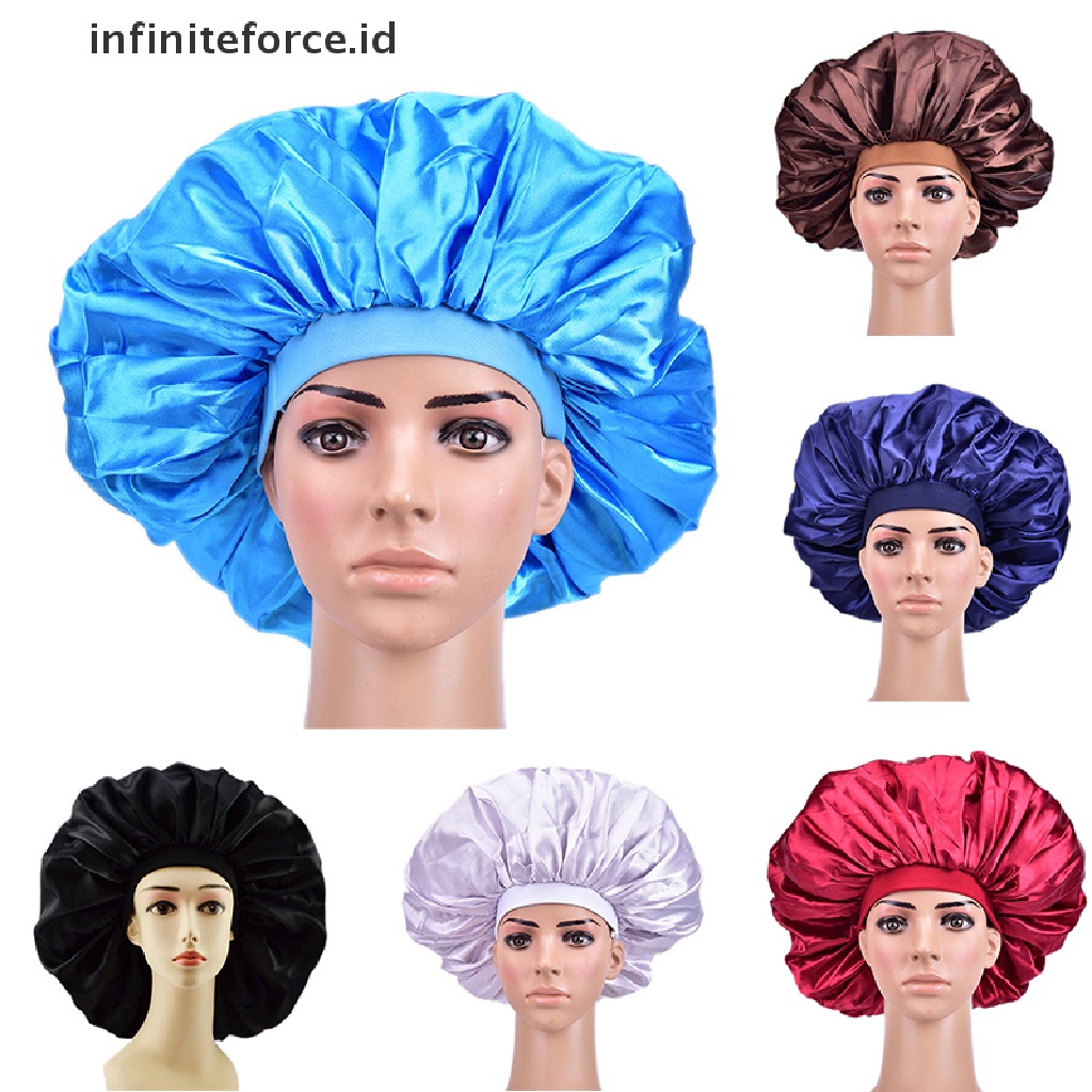 Infiniteforce.id Shower Cap Bahan Satin Anti Air Untuk Wanita