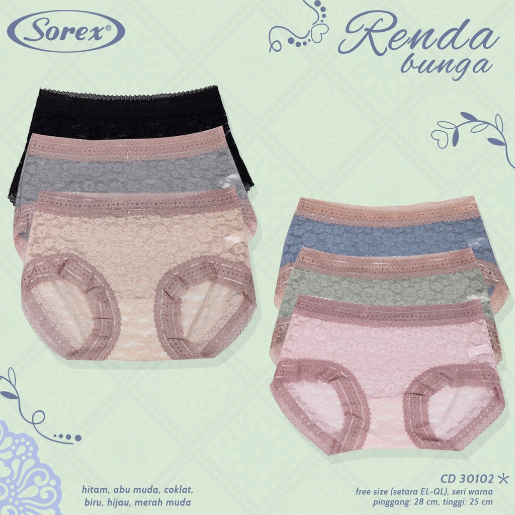 Sorex-Celana Dalam Wanita Renda Sexy Semi Transparan Jumbo / CD Perempuan Seksi Ukuran Jumbo XL XXL