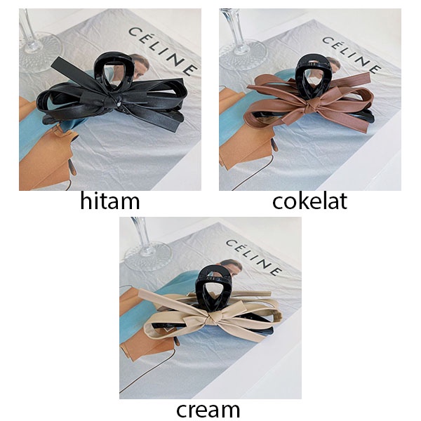 jepit rambut pita leather texture bow tie hair clip jje067 (4g3)