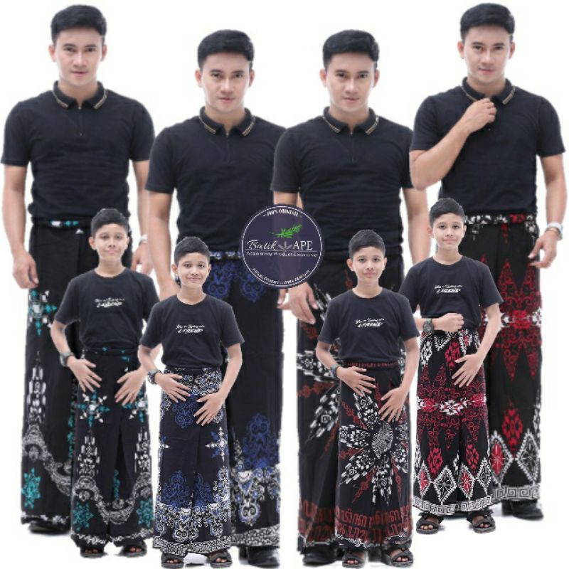 SARUNG COUPLE  BAPAK DEWASA DAN ANAK BATIK CAP LILIN MALAM ASLI MANUAL HANDMADE BUKAN PRINTING