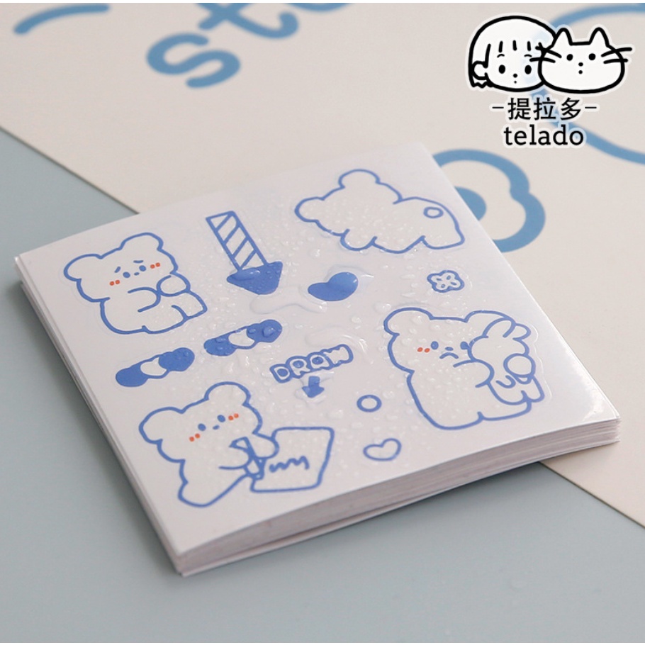 Stiker Aesthetic Cute Bear By Telado Design DIY Buku Tumblr Mini Box / 1 Pcs-4