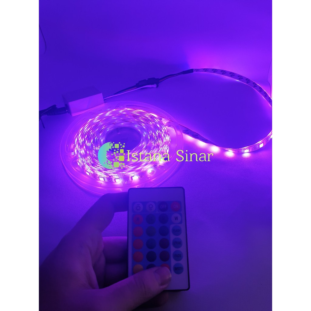 Lampu led strip RGB warna warni 5 METER komplit set adaptor remote