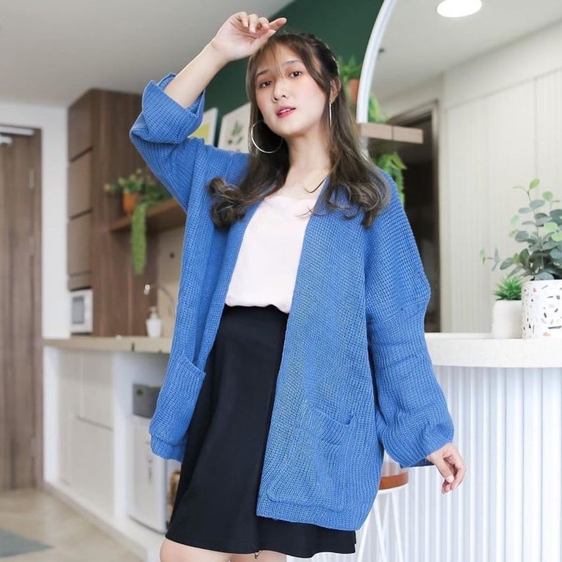 OVERSIZE LAVELLA CARDIGAN RAJUT WANITA TEBAL MURAH